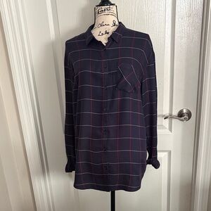 Men's Navy and Red Checkered Shirt